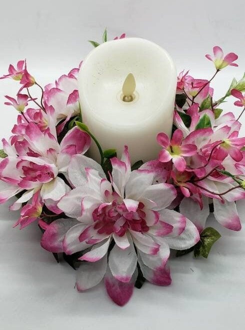 Elegant Set of Pressed Flower Candles in White Hydrangeas 