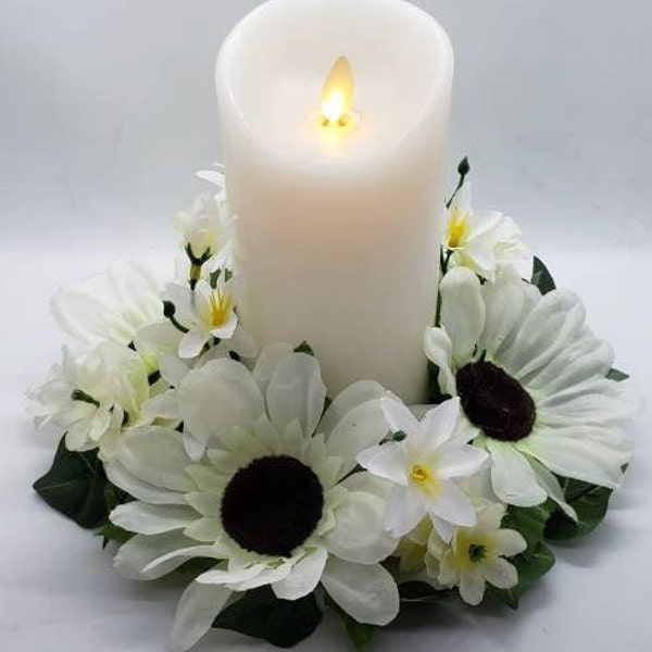 Sunflower Rustic Candle Ring Centerpiece Etsy