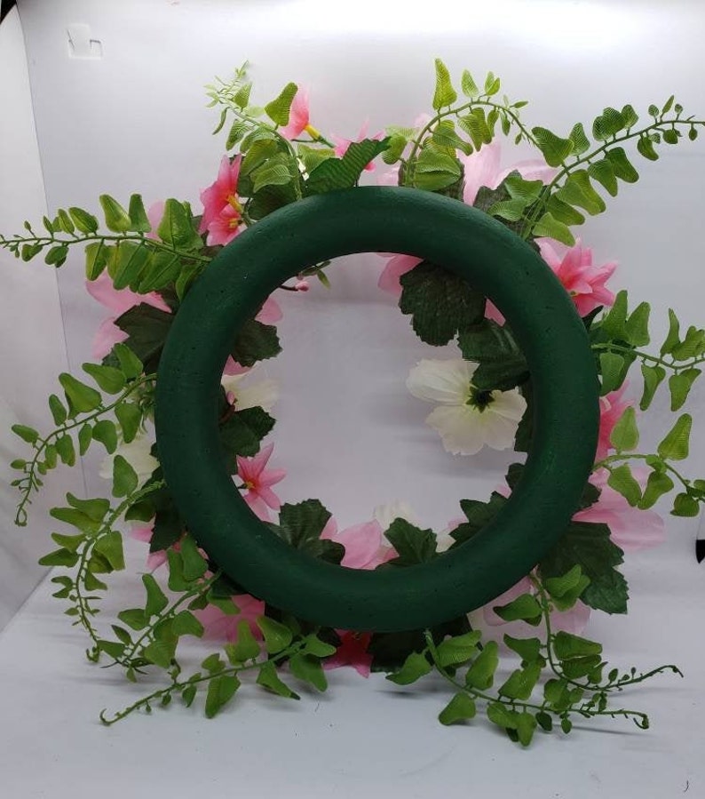 13 Floral Wreath Candle Ring Base, Pink and White Shades of Dahlias and Poppy Etsy