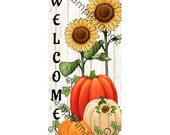 Fall Welcome Sign, Welcom Wreath Sign, Pumpkin Wreath Sign, Sunflower Wreath Sign,