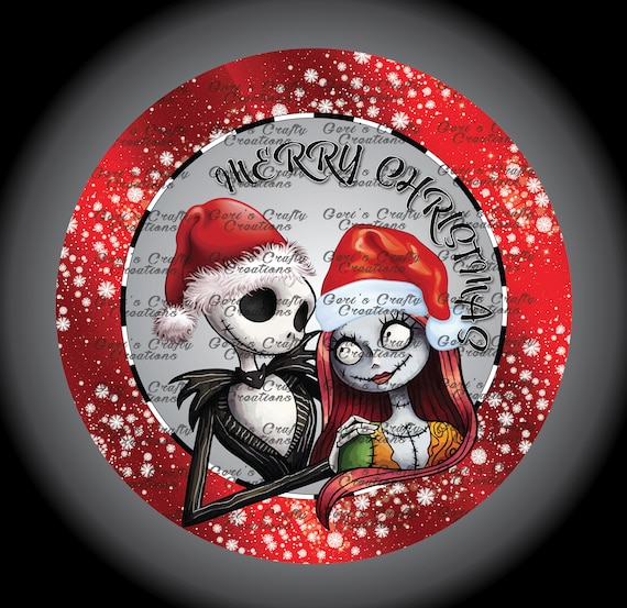 Nightmare Before Christmas, Sally and Jack Christmas Wreath Sign