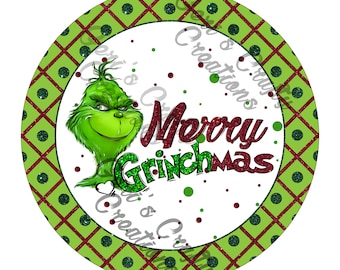 Merry Green Monster Sign,  Christmas Wreath Sign, Holiday Sign, Wreath Sign