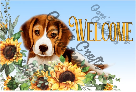 Welcome Wreath Sign Beagle Wreath Sign 8x12 Inch Wreath | Etsy