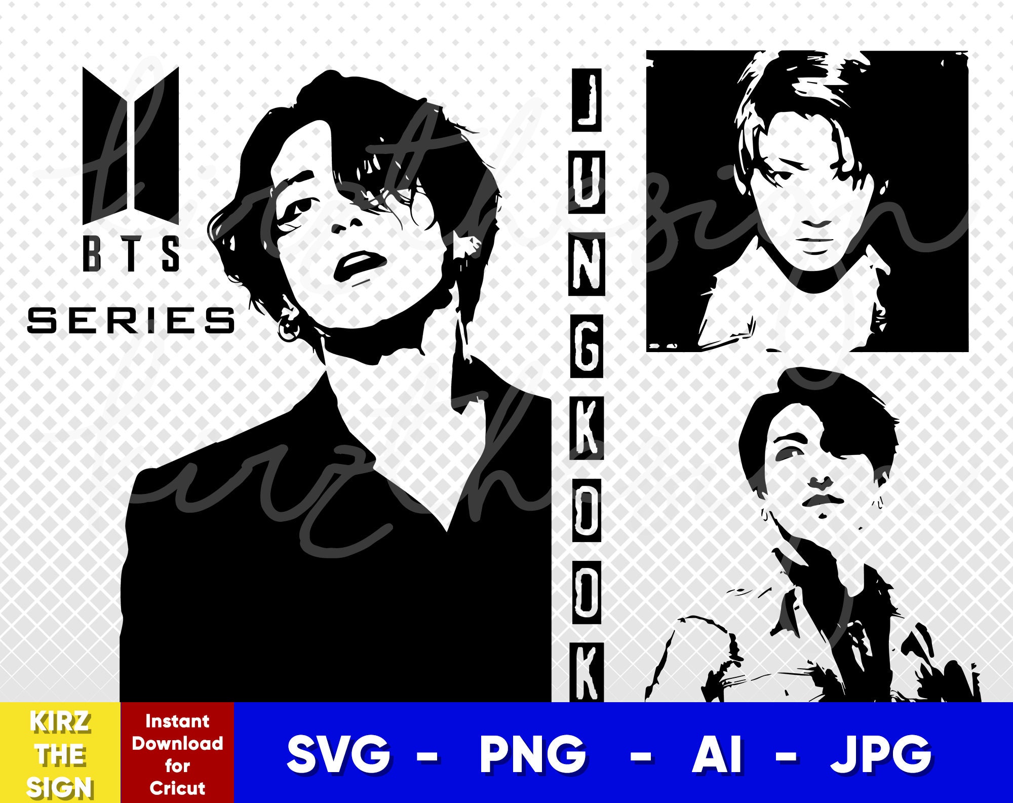 Buy Bts Jungkook Stencil Svg Png Ai Digital Download Cut File Template
