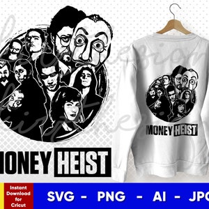 Money Heist (La casa de papel) | SVG, PNG, Ai | Digitaler Download geschnitten Dateivorlage für Cricut Silhouette Vektor