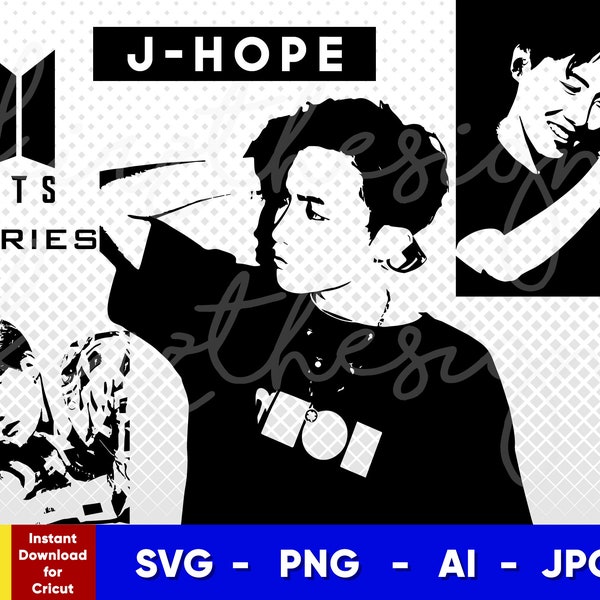 BTS J-Hope Stencil | Svg, Png, Ai | Digital Download cut file template for Cricut silhouette vector
