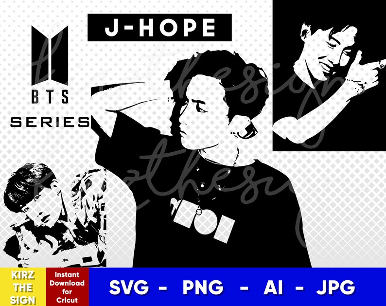 BTS J-Hope Stencil / Svg, Png, Ai / Digital Descargar plantilla de ...