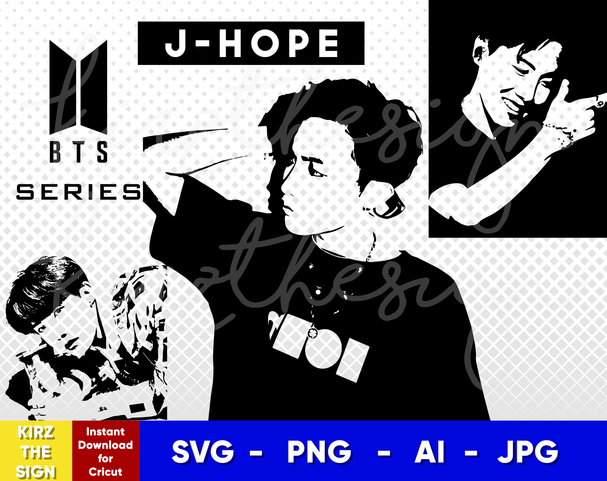 BTS JHope Stencil / Svg, Png, Ai / Digital Descargar plantilla de