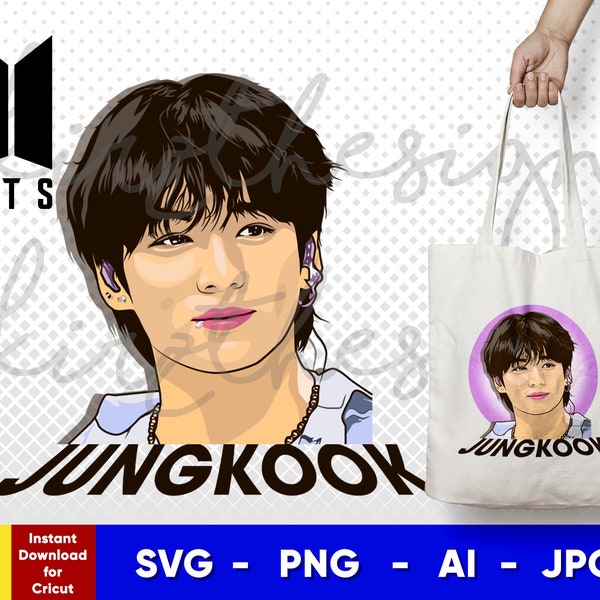 BTS Jungkook (JK) Cut File | Svg, Png, Ai | Digital Downloadable file template for Cricut vector