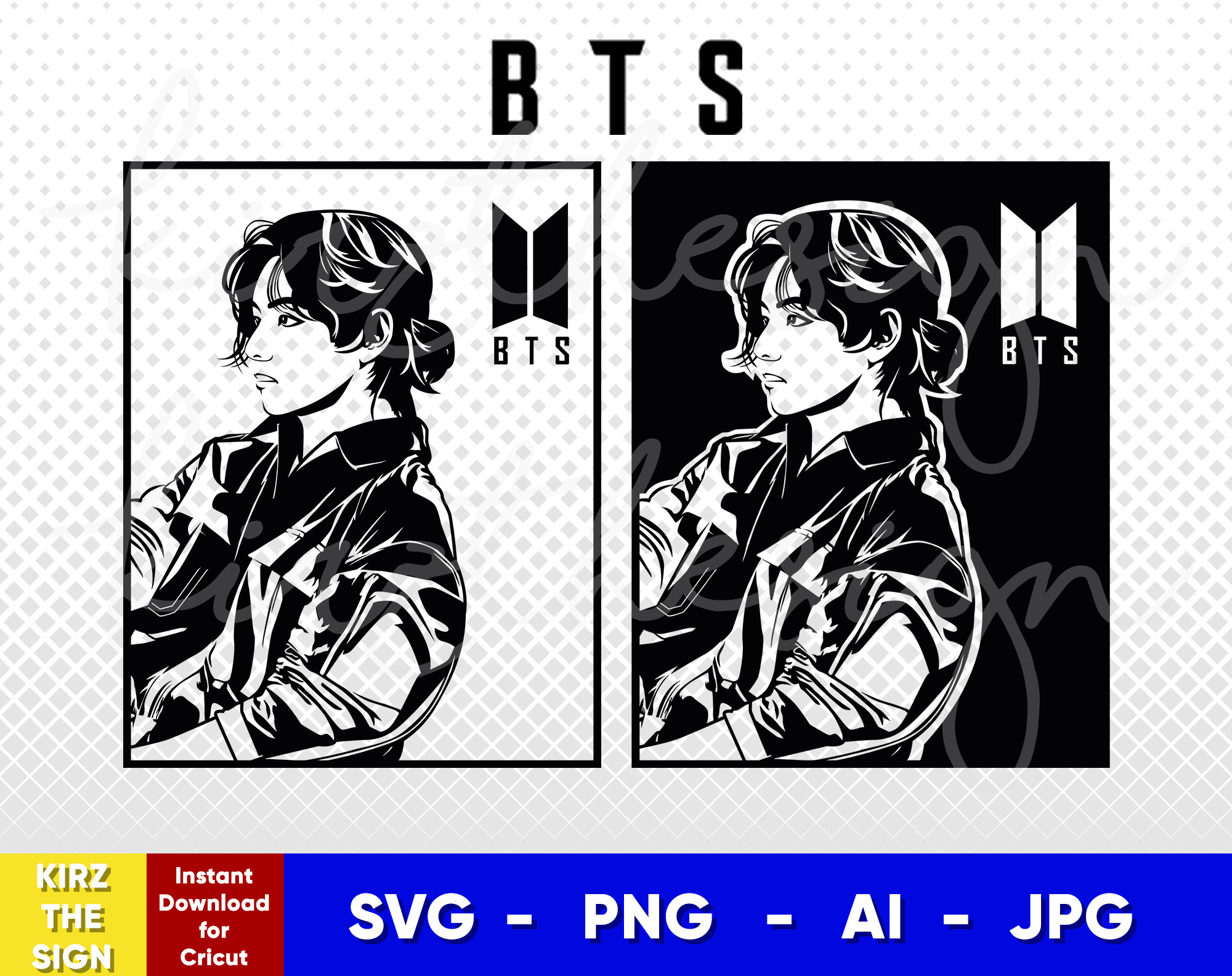 BTS V taehyung Stencil Svg Png Ai Digital Download Cut Etsy Canada