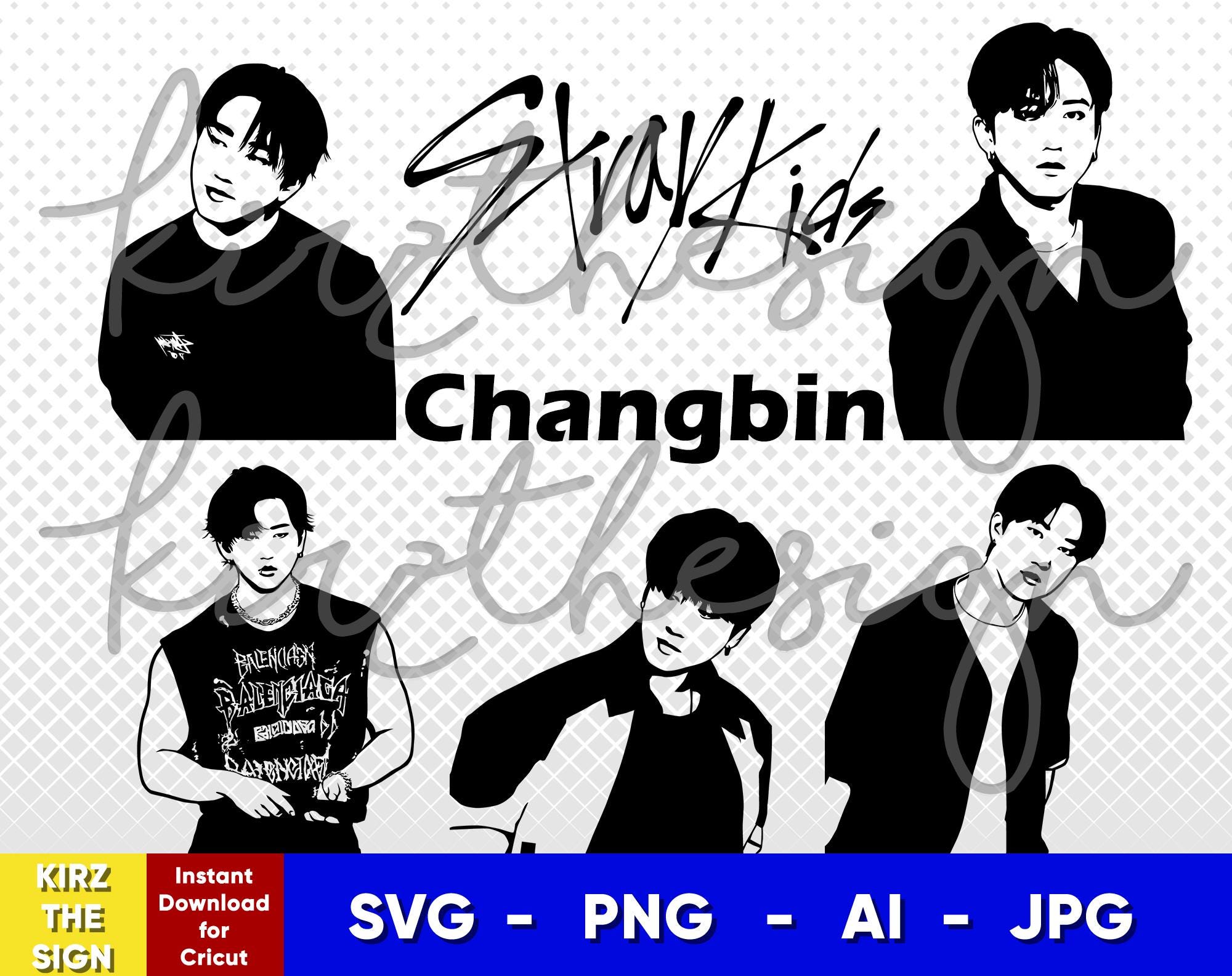 Stray Kids Changbin Stencil: Cricut Silhouette Cut File (digital