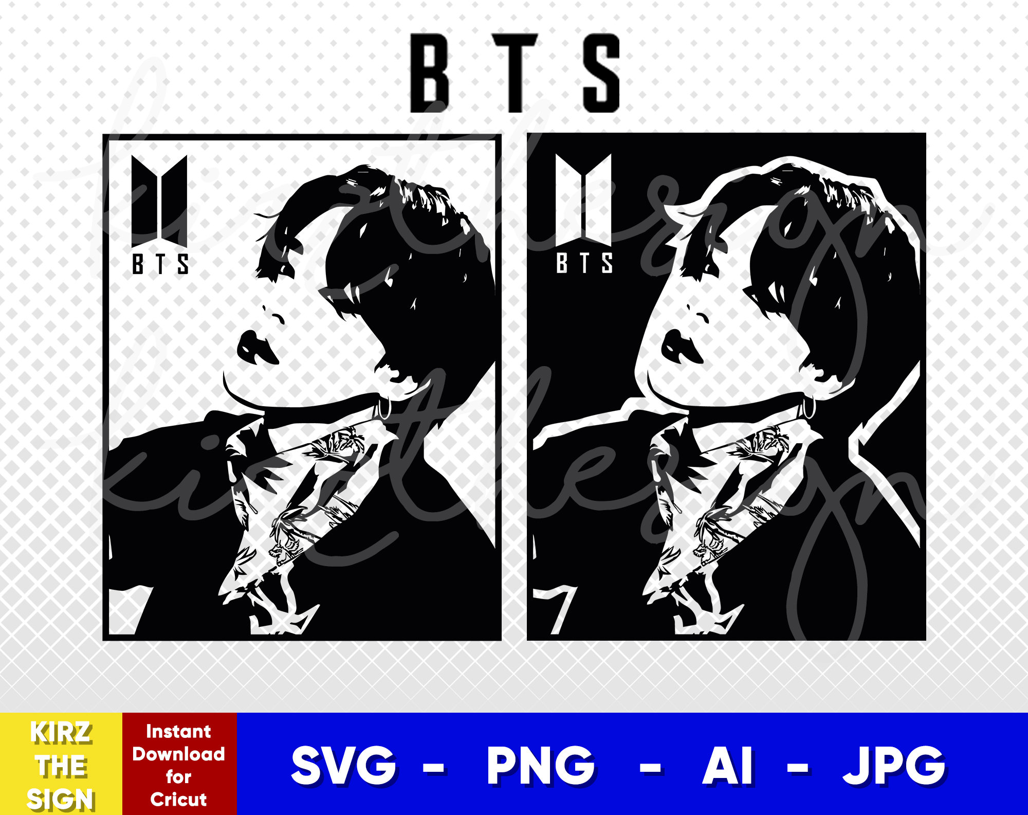 BTS Jimin Stencil Svg, Png, Ai Digital Download Cut File Template for