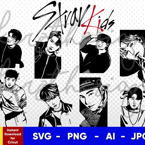 Stray Kids Skz Stencil | Svg, Png, Ai | Digital Download cut file template for Cricut silhouette vector