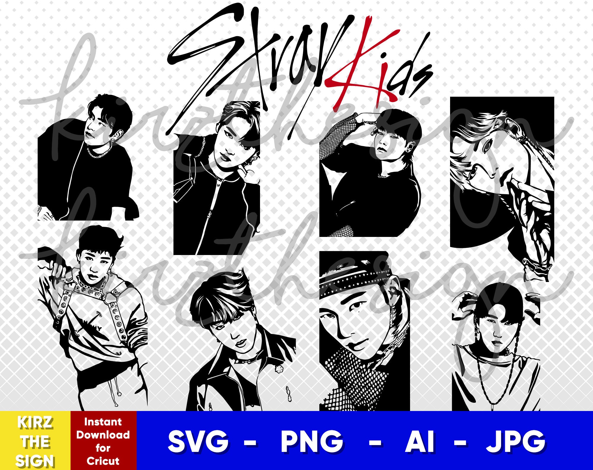 Stray Kids Skz Stencil Svg, Png, Ai Digital Download Cut File Template for Cricut Silhouette Vector - Etsy