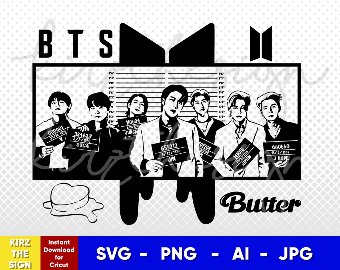 bts butter stencil svg png ai digital download cut file etsy