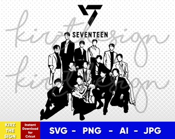 Seventeen | Svg, Png, Ai | Digital Download cut file template for Cricut silhouette vector