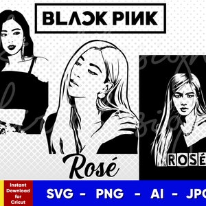 Blackpink Rosé Stencil | Svg, Png, Ai, Jpg | Digital Download cut file template for Cricut silhouette vector