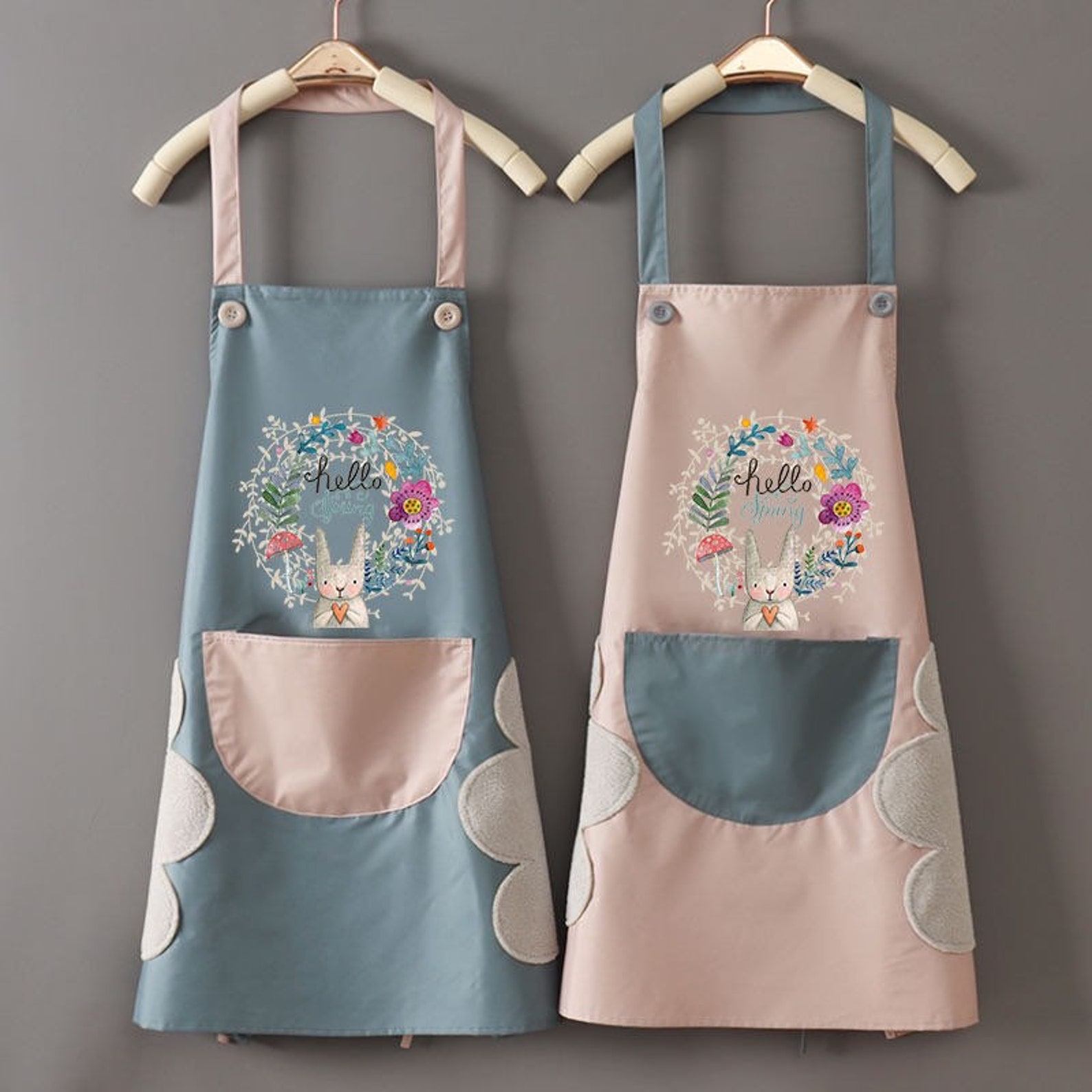 Cute Apron Washed Apron For Cooking Gardening Short Apron Etsy 