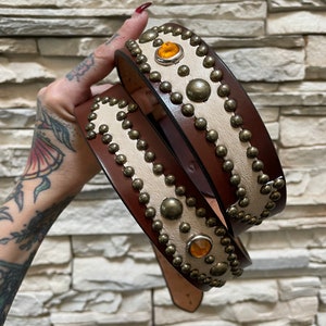 ARROWS BROWN studded and jeveled belt