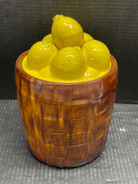 Vintage Ceramic Lemon Lid Cookie Jar Etsy
