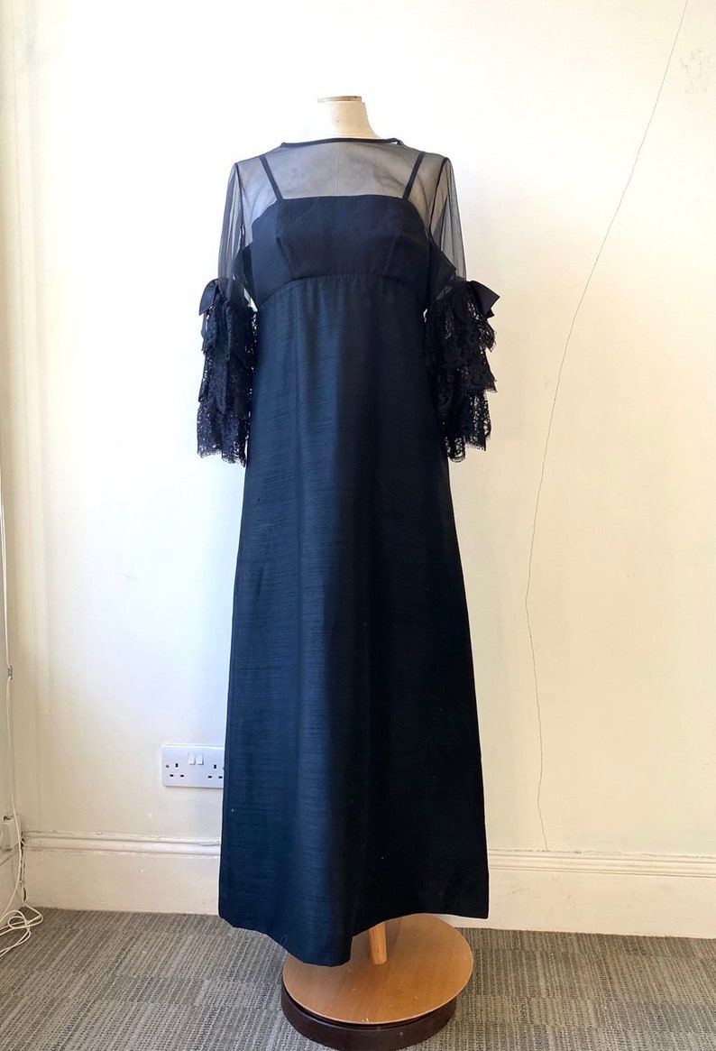 Black evening maxi dress. UK12