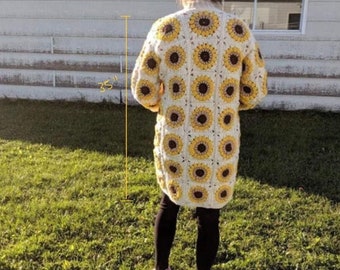 Crocheted Sunflower Cardigan - Etsy Canada