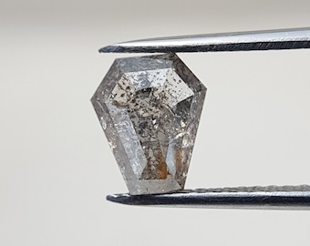 1.42 Ct Coffin Salt and Pepper Diamond | Natural Loose Diamond for Sale | Solitaire Diamond for Ring | 7.51 X6.28 mm Coffin Gothic Gemstone