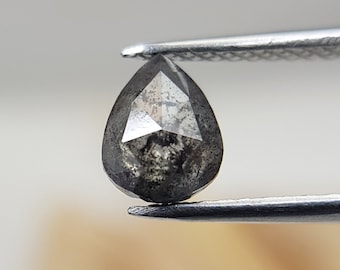 0.60 Ct Pear Cut Salt and Pepper Loose Diamond | Black and White Diamond for Gold Rings. 6.35 X 5.09 MM Excellent Polished tear drop Diamond