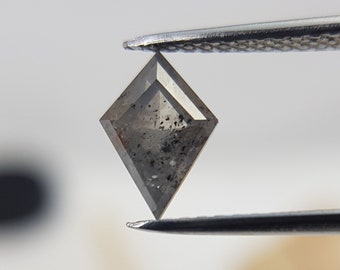 0.91Ct Kite Salt and Pepper Diamond | Loose Diamond for Sale | 8.21X5.76 MM One of A Kind Dark Gemstone| Natural Diamond for Engagement Ring