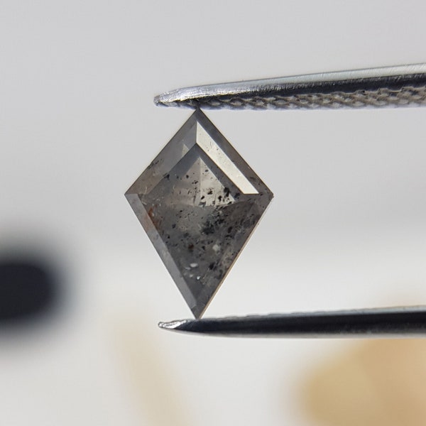 0.91Ct Kite Salt and Pepper Diamond | Loose Diamond for Sale | 8.21X5.76 MM One of A Kind Dark Gemstone| Natural Diamond for Engagement Ring