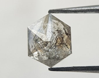 0.59 Ct Hexagon Salt and Pepper Diamond | Loose Diamond for Sale | Natural Diamond for Engagement Ring, Promise Ring | Unique Galaxy Diamond