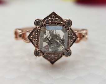 Emerald Cut Diamond Ring | Elegant Wedding Ring | Rhombus Shaped Vintage Ring | Antique Diamond Engagement Ring | The Jumanji adventure Ring