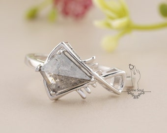 Pieces Fish Ring with Salt and Pepper Diamond | Kite Salt and Pepper Ring | Unique Memorable Gift Ring | Thanksgiving Gift | Christmas Gift