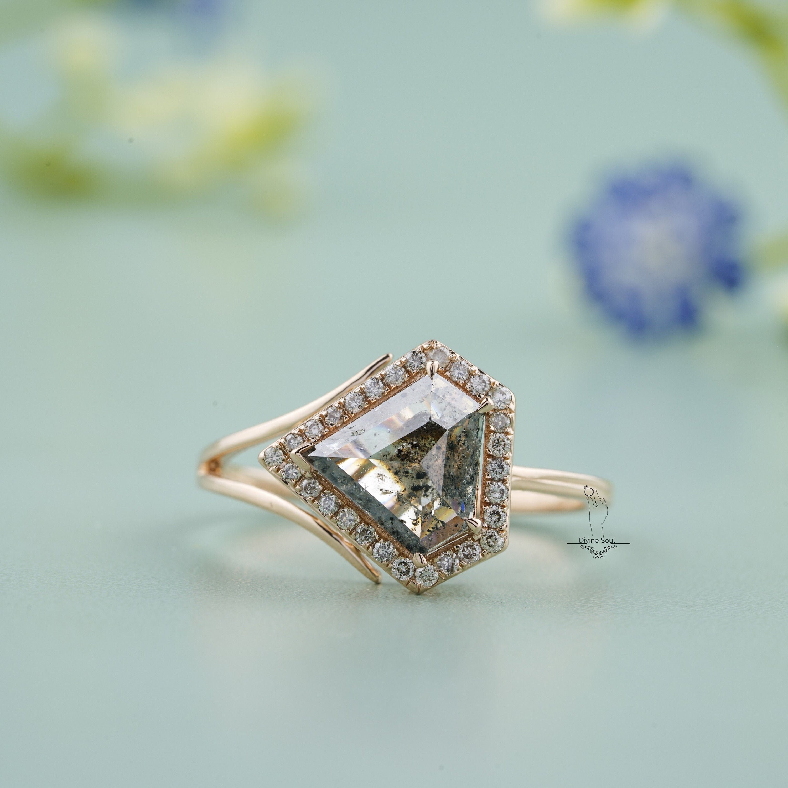 Salt and Pepper Diamond Ring Raw / Uncut Diamond Ring Etsy