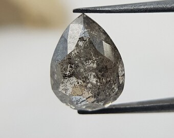 1.40 Ct Pear Salt and Pepper Diamond | Loose Diamond for Sale | Natural Gray Diamond for Engagement Ring , Wedding Ring  | Unique Diamond