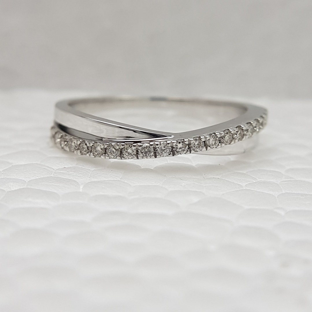 X Diamond Ring Interlaced Double Band Gold Ring Criss Cross Band Diamond Ring Classic Engagement