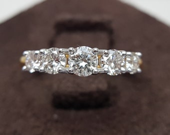 Arc Diamond Ring | Statement Engagement Ring | Elegant 5 Diamond Wedding Ring | Perfect Proposal Ring for Her. Crescent Setting Diamond Ring
