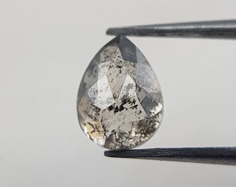 0.61 Ct Salt and Pepper Pear Diamond | Raw Loose Diamond for Sale | Natural Diamond for Engagement Ring | Gray Diamond | Gemstone | Crystal