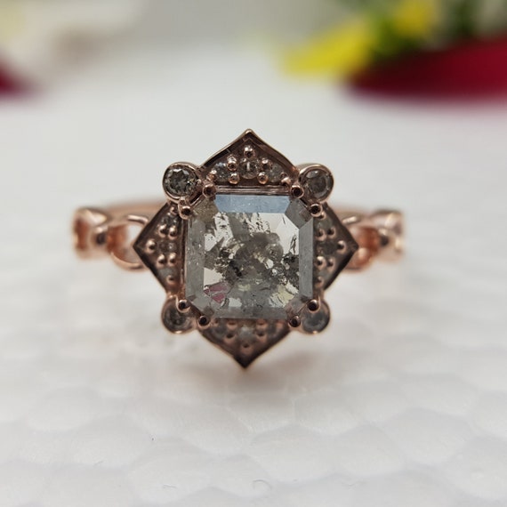 Emerald cut diamond ring, Rhombus diamond ring, Vintage ring, diamond engagement ring, Elegant wedding ring, Antique Diamond Ring for her.