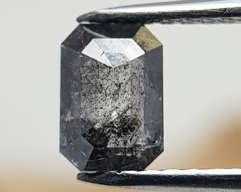 0.65 Ct Emerald Salt and Pepper Loose Diamond | Galaxy Diamond for Engagement Ring | Unique Natural Diamond for Sale | 4.26X6.09 MM Gemstone