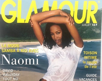 Naomi Campbell Glamour Paris, vintage tijdschrift 1994,#GLAM66