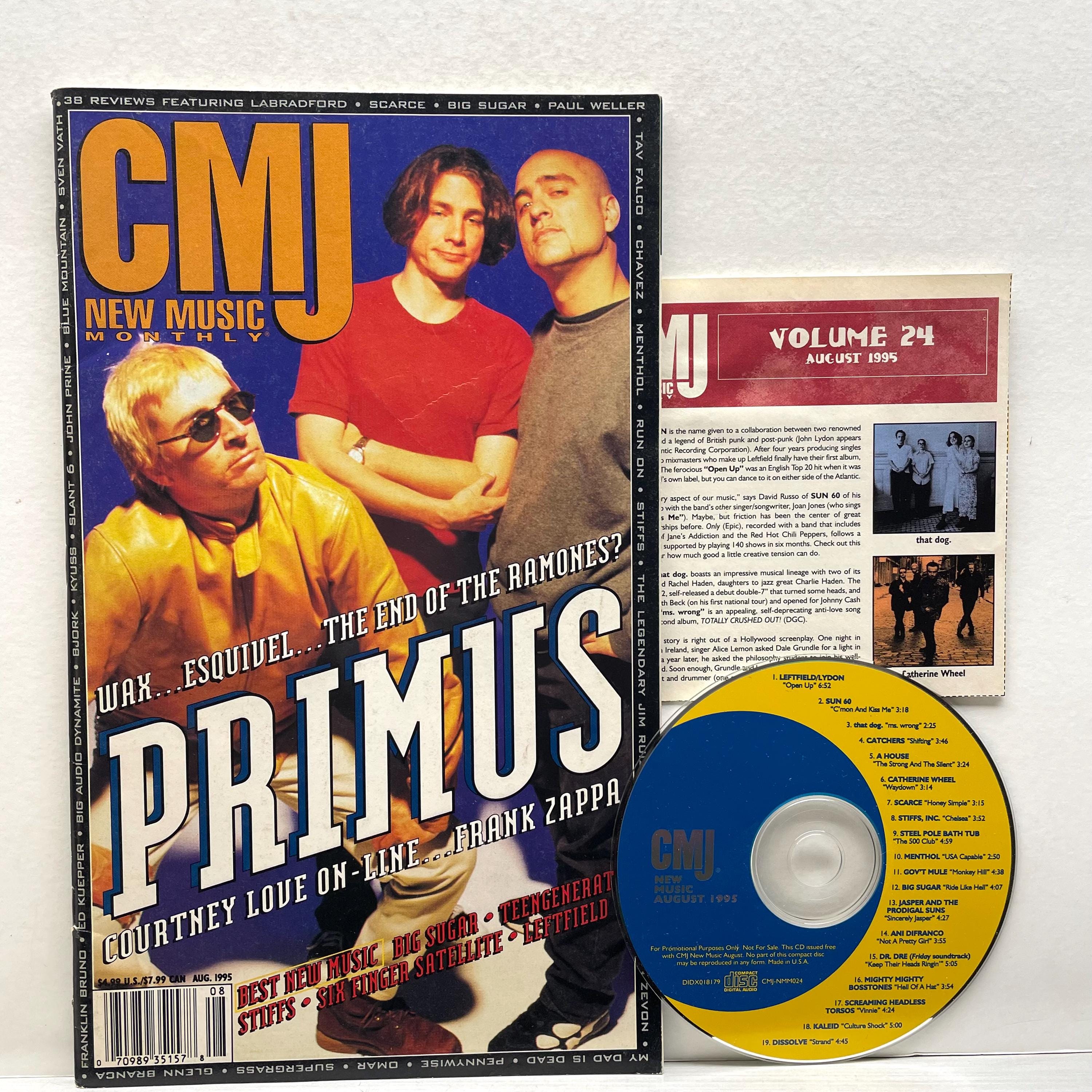 CMJ new music magazine with discovery CD music reviews Primus cover August 1995