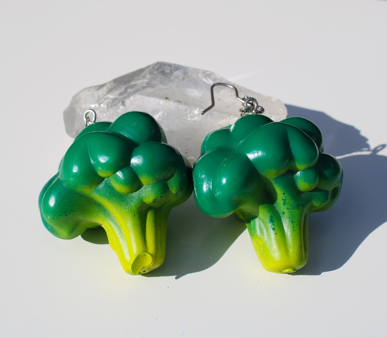 Cool big broccoli earrings Etsy