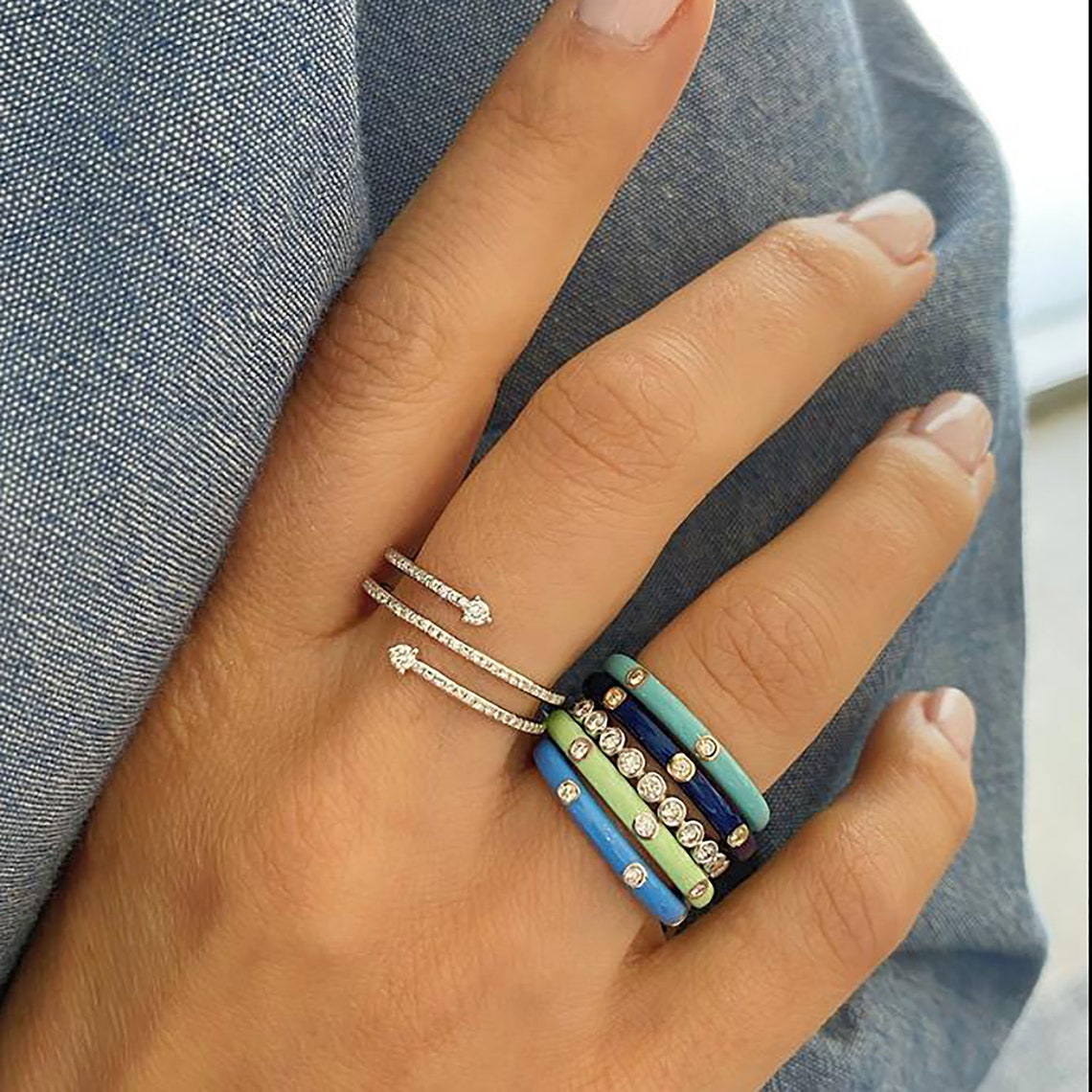 Colorful Enamel Stack RingsMulti Color Enamel BandColored Etsy