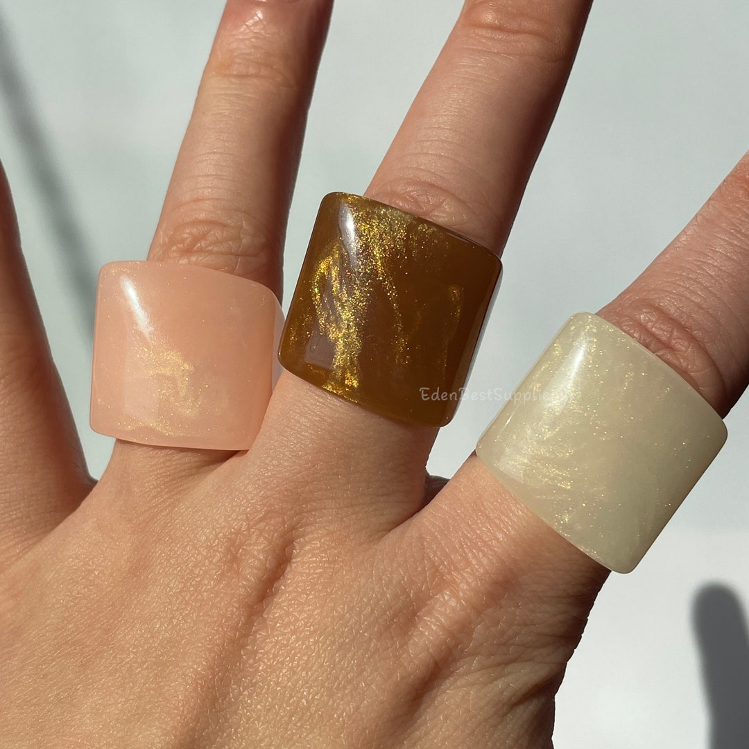 Vintage Color Acrylic Chunky Rings, Funky Acrylic Rings, Resin Rings ...
