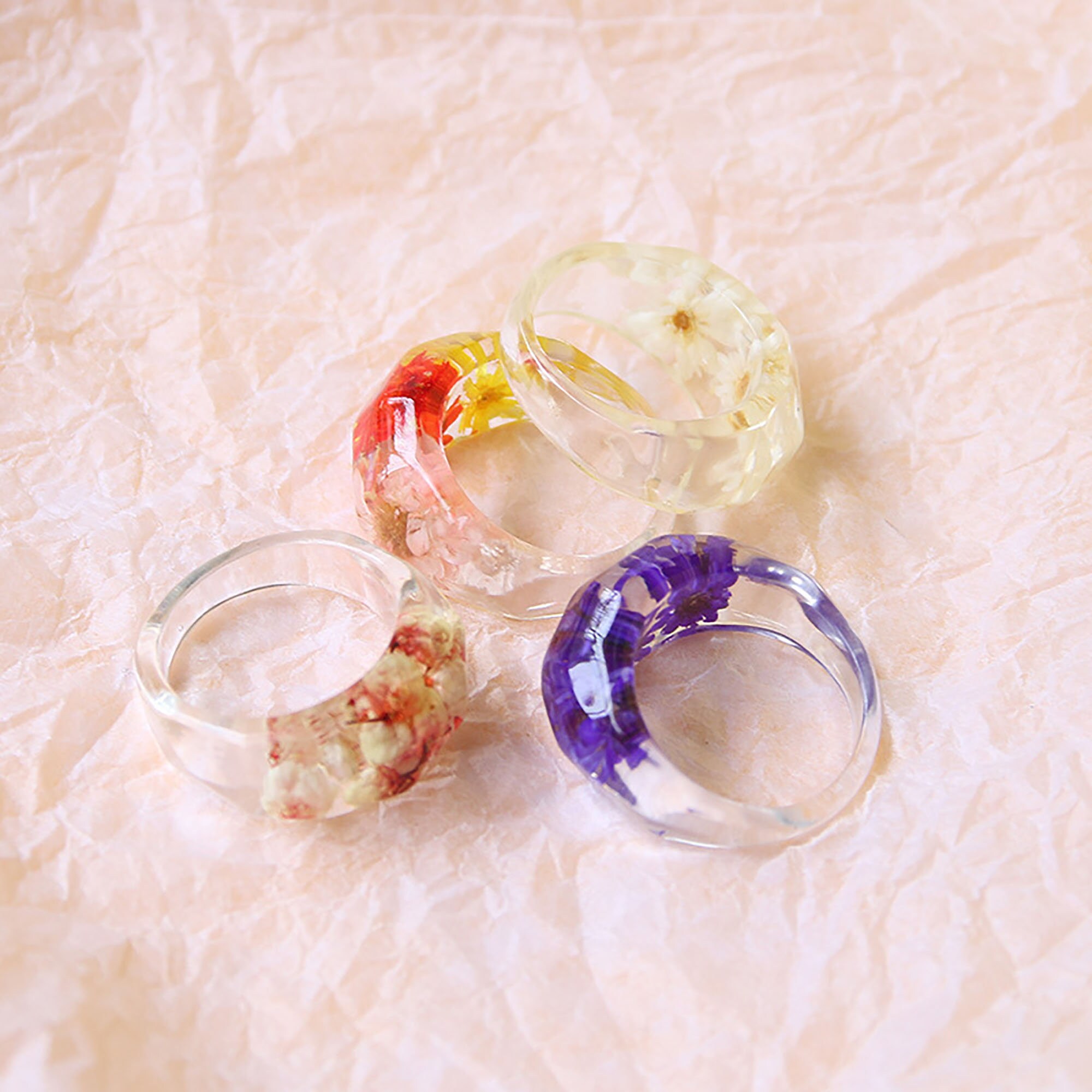 Transparent Epoxy Flower Ring Dry Flower Ring Acrylic Flower Etsy