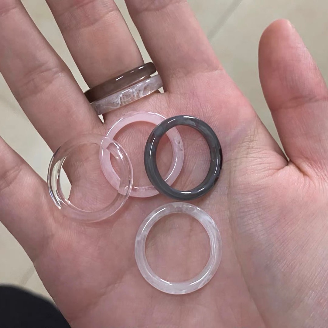 Minimalist Resin Thin Ring, French Retro Acrylic Resin Rings, Colorful