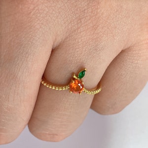 Cute Colorful Zircon Fruit Ring, Cherry Peach Orange Lemon Apple Grape Watermelon Banana Strawberry Ring, Zircon Jewelry Gift for Women Girl
