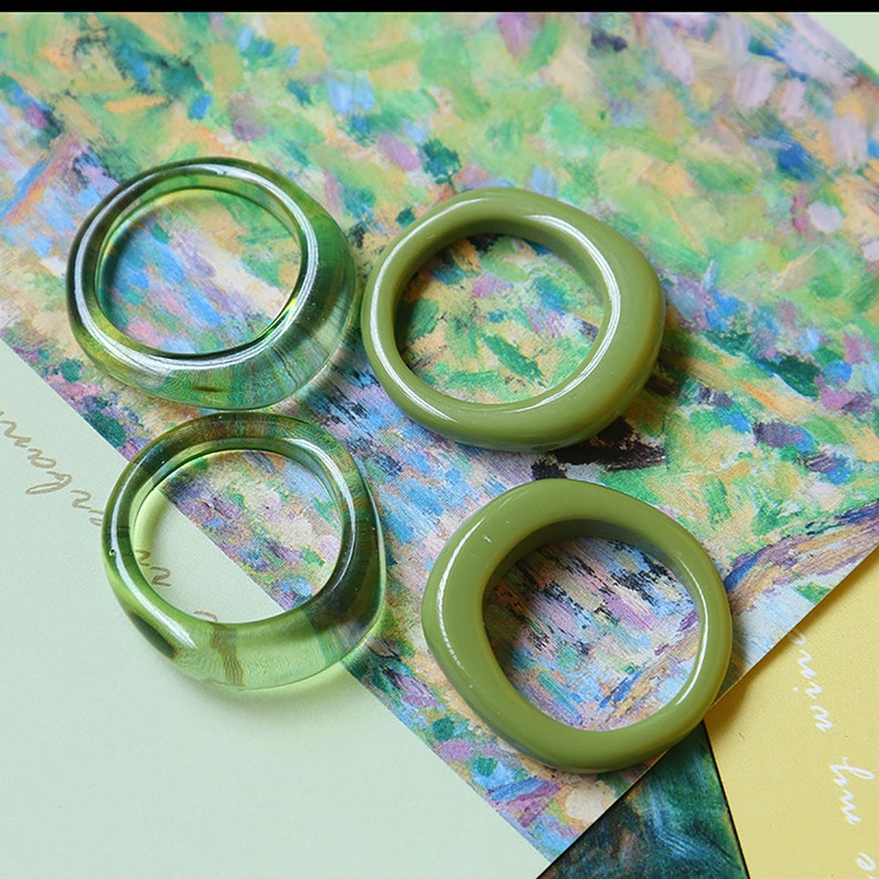 Minimalist Resin Rings Vintage Chunky Rings Birthday Gift Etsy