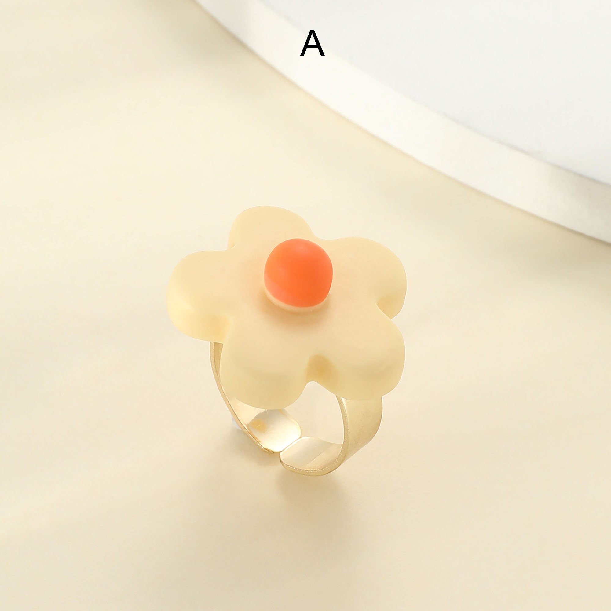 Acrylic Flower Ring Resin Flower Ring Colorful Acrylic Etsy